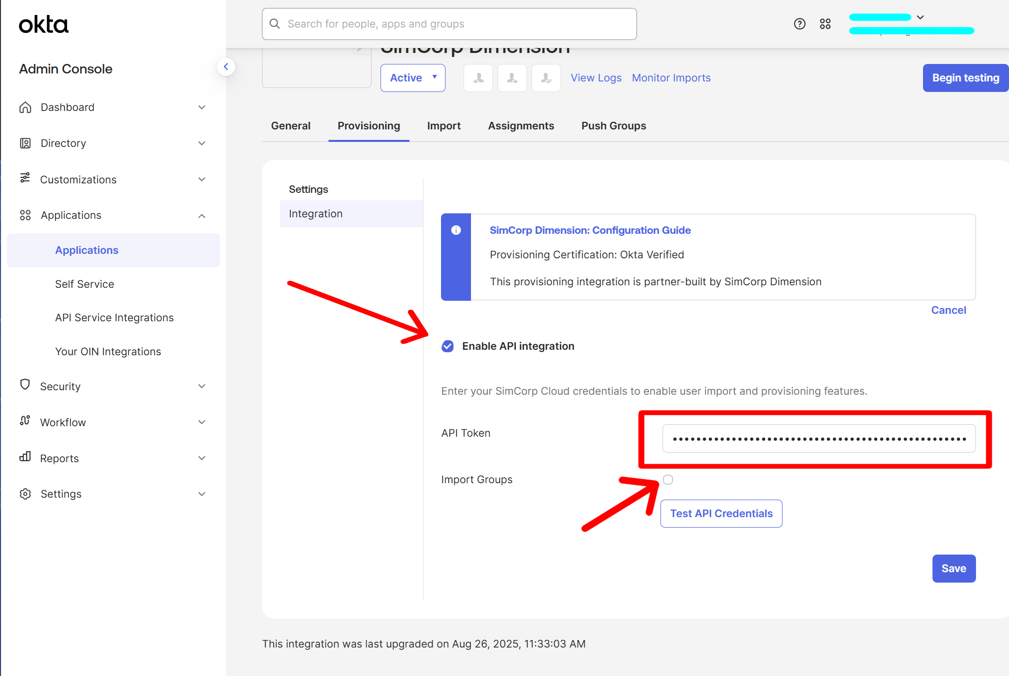 Configure API integration