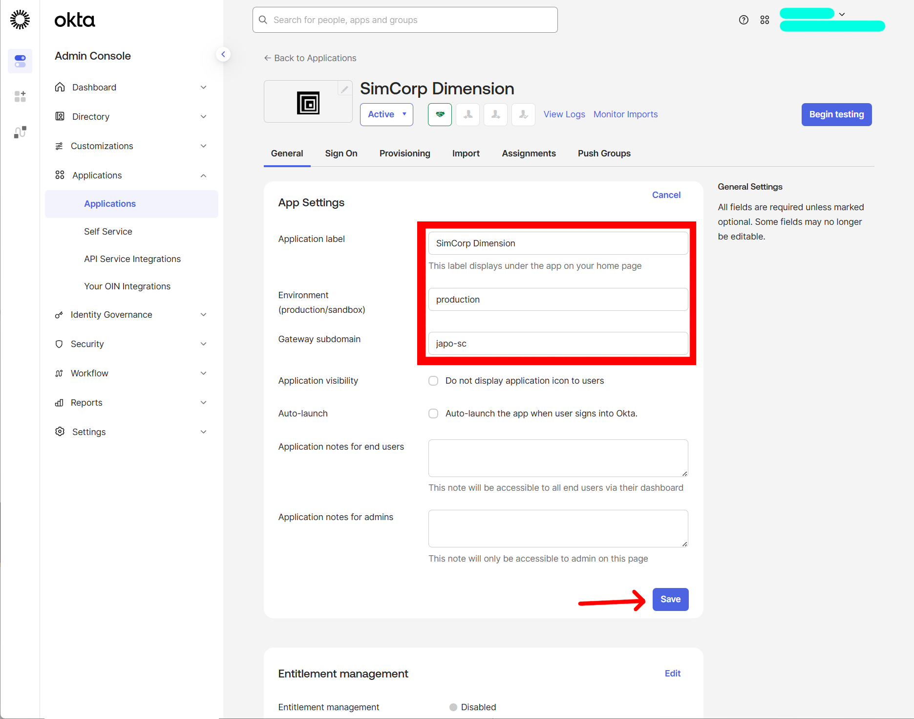 Add SimCorp Dimension app