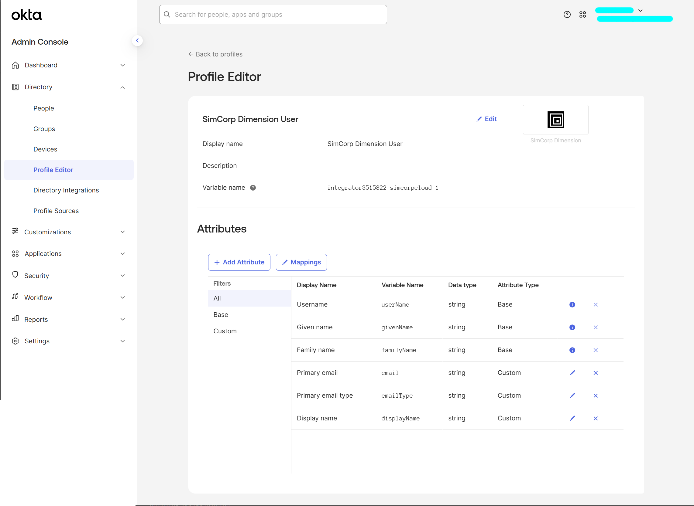 Profile Editor Attributes