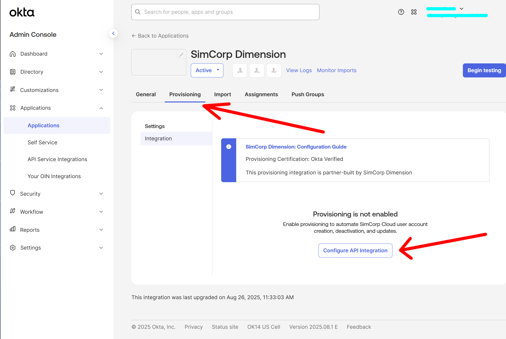 Configure API integration